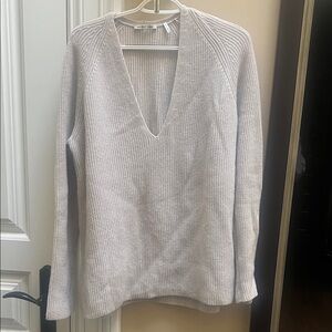 Helmut Lang Light Gray V-Neck Sweater